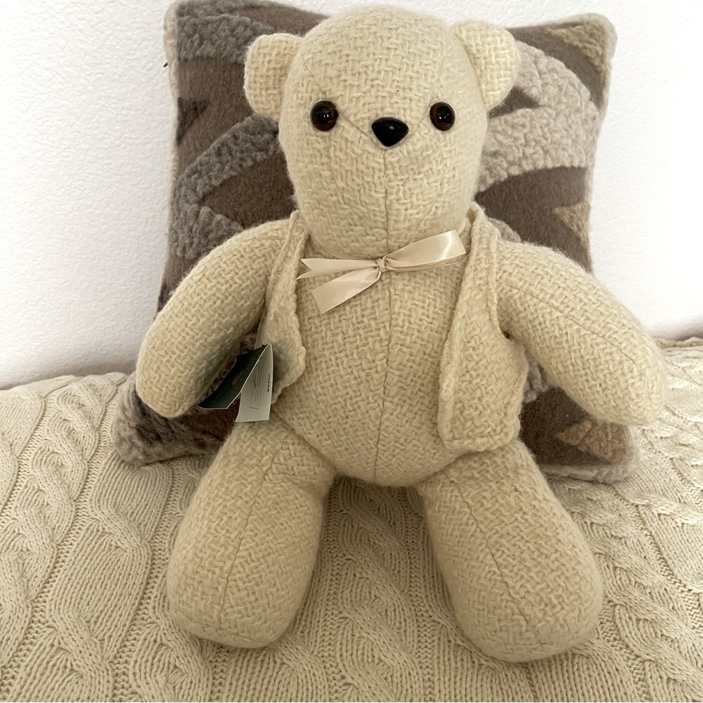 Cream Irish Tweed Wool Stuffed Teddy Bear